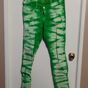 Michael Kors Vibrant Green Patterned Straight Leg Jeans